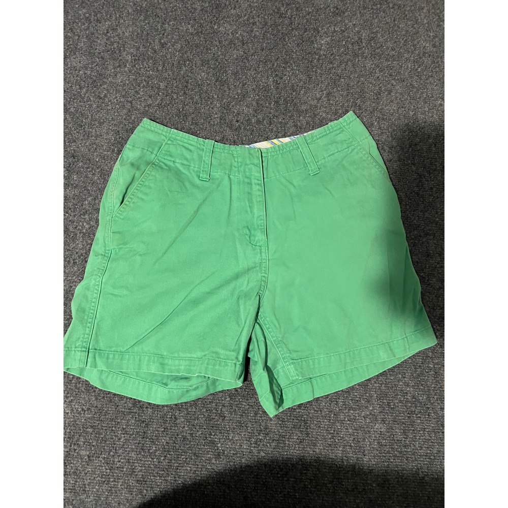 St Johns Bay Petite Green Cotton Chino Shorts Size 4P